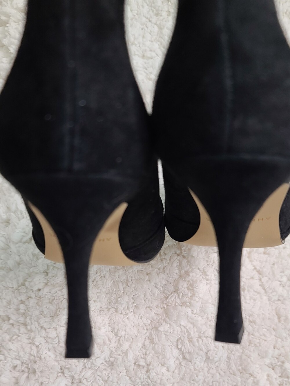 Ann Taylor Black Suede Pointed Mary-Jane Ankle-Strap Heels - Picture 7 of 7